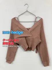 non-hedge ノンヘッジ ニット/セーター ピンク ニット 無地 ショート丈 長袖 Vネック レディースのサムネイル