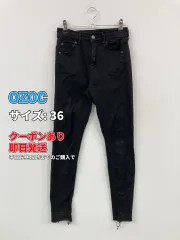 OZOC オゾック デニムパンツ 36 ブラック フルレングス 無地 ワンポイント スキニー・タイト テーパード レギュラー リジッド・ワンウォッシュ レディースのサムネイル