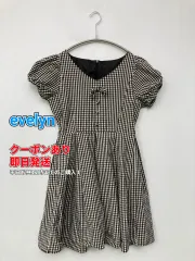evelyn エブリン ワンピース ブラック チェック柄 半袖 フレア ひざ丈 レディースのサムネイル