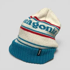 美品 patagonia パタゴニア ニット帽 ビーニー ホワイト×ブルーのサムネイル