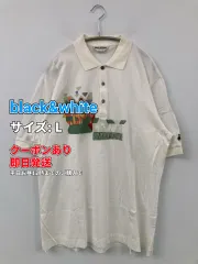 black&white ブラックアンドホワイト ポロシャツ L ホワイト 前面プリント 半袖 メンズ レディースのサムネイル