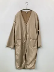 THE SHOP TK ザショップティーケー ノーカラーコート M ベージュ ナイロン 無地 レディースのサムネイル