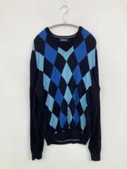 MARKS & SPENCER ニット/セーター XL ネイビー ウール・ニット その他総柄 ミドル丈 長袖 Vネック メンズのサムネイル