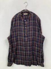 LIDNM リドム シャツ/ブラウス M ネイビー チェック柄 ミドル丈 長袖 スタンドカラー メンズのサムネイル