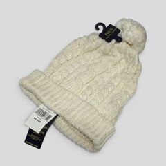 タグ付き POLO RALPH LAUREN ポロラルフローレン ケーブルニット帽 ポンポン付き クリームのサムネイル