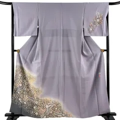 付下げ 身丈160.5cm 裄丈65cm M 袷 翠山工房 落款 辻が花 染め分け 薄紫 正絹 名品 【中古】のサムネイル