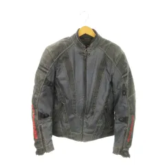 コミネ KOMINE バイクジャケット レザー 切替 ジップアップ プロテクター付 防風インナー付 ロゴ バイク バイカー M グレー /MN11 ■GY17のサムネイル
