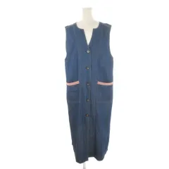 チチカカ titicaca デニムロングベスト 青 ブルー インディゴ Vネック ノースリーブ ボタン留め /CK33 ■GY99のサムネイル