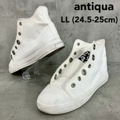 ANTIQUA アンティカ ハイカットスニーカー LL 24.5cm 25cm ホワイト 白 紐なし ゴアスニーカー シューズ 靴 レディース カジュアル おしゃれ シンプル スリッポン ラクチン 履きやすい 疲れない フラット 軽量 デイリーユース ★ ■■のサムネイル