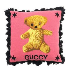 グッチ デコール 【GUCCY】 テディベアクッション エンブロイダリー飾