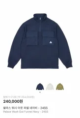 パレス ハーフジップ スウェット ウォッシュ アウト パネル ネイビー Lのサムネイル