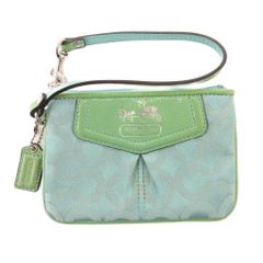 COACH コーチ シグネチャー ハンドバッグ アクセサリーポーチ 水色 青