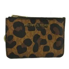 マイケルコース MICHAEL KORS コインケース 小銭入れ カードケース PVC レザー ヒョウ柄 レオパード ロゴ ゴールド金具 茶色 ブラウン 黒 ブラック /XZ ■GY18のサムネイル