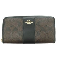 美品】COACH ラウンド シグネチャー PVC レザー ブラウン 長財布