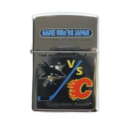 ジッポー ZIPPO GAME ONe98 JAPAN SAN JOSE SHARKS VS CALGARY FLAMES オイルライター 喫煙具 タバコ 火花確認済み シルバー色 ■GY18 /MQのサムネイル