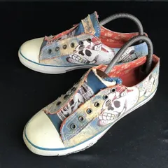Ed Hardy/エドハーディー★ドクロ/骸骨デザイン/スニーカー【8/26.0/light blue】フェイク紐穴/sneakers/靴/Shoes/trainers/boots◆bQ-452のサムネイル