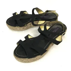 美品★RALPH LAUREN Collection★アンクルストラップサンダル【7/24.0/黒/BLACK】ラルフローレン/ジュートソール/Shoes/sandal◆cQ-548のサムネイル