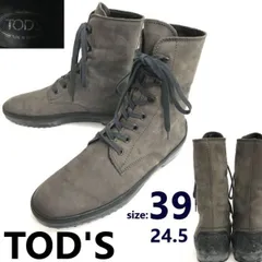 TOD'S/トッズ★本革/レースアップブーツ【size:39/24.5/レディース/ショート/ミドル/gray/グレー系】Leather/Boots/shoes◆bWB103-09のサムネイル