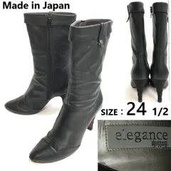 日本製★ヒミコ/elegance 卑弥呼★本革/レザー/サイドジップ/ロングブーツ【レディース24.5/黒/black 】Boots/Shoes/high heels◆sWB114-1のサムネイル