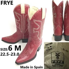 スペイン製★フライ/FRYE★本革/ウエスタン/ペコスブーツ【6M/22.5-23.0/レディース赤/red】オールレザー/ロング丈/Leather/Boots/shoes◆sWB103-51のサムネイル