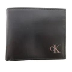 カルバンクラインジーンズ Calvin Klein Jeans 二つ折り財布 ウォレット 本革 フラップ式小銭入れ 黒 ブラック ロゴ /ML ■GY11のサムネイル