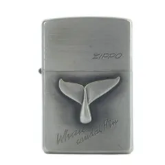 ジッポー ZIPPO WHALE CANDAL FIN オイルライター 喫煙具 タバコ 小物 火花確認済 シルバー色 ■GY11 /MQのサムネイル