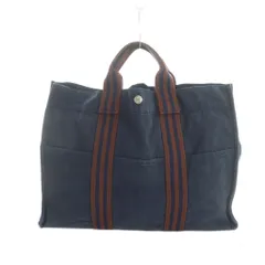 エルメス HERMES フールトゥMM トートバッグ ハンド キャンバス ロゴ 紺 ネイビー ■GY14 /MQ ■OHのサムネイル