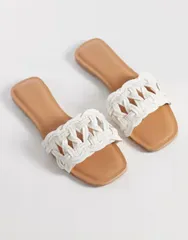 エイソス レディース シューズ サンダル ASOS DESIGN Faina weave flat sandals WHITE PU ホワイトのサムネイル
