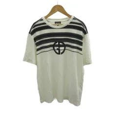 ジョルジオアルマーニ GIORGIO ARMANI Tシャツ 48 白 ホワイト 黒 ブラック ボーダー柄 ロゴ パイル地 半袖 /KK ■GY19のサムネイル