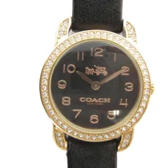 コーチ COACH CA.97.7.34.1327S 腕時計 ウォッチ クォーツ ロゴ 黒文字盤 レザーベルト ゴールド色 ■GY18 /MQのサムネイル