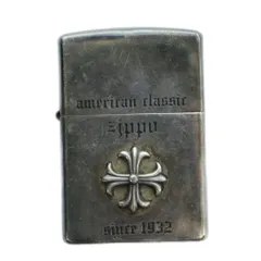ジッポー ZIPPO オイルライター 喫煙グッズ 喫煙具 タバコ ロゴ クロス 装飾 シルバーカラー 火花確認済み /BB ■GY11のサムネイル
