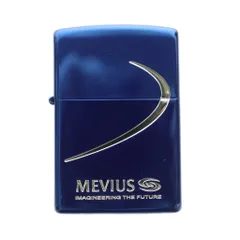 ジッポー ZIPPO MEVIUS メビウス オイルライター 喫煙グッズ 喫煙具 タバコ ロゴ バイカラー 青 ブルー シルバーカラー 火花確認済み /BB ■GY18のサムネイル