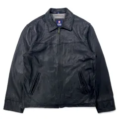 CHAPS レザージャケット ライダースジャケット L ブラック 牛革 裏地チェック パキスタン製のサムネイル