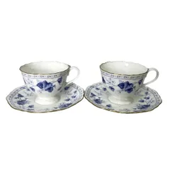 ナルミ NARUMI ソラリア ティーカップ＆ソーサー ２客セット 花柄 食器 ブルー ■GY06のサムネイル