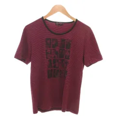 エムケーミッシェルクランオム MK MICHEL KLEIN HOMME Tシャツ 48 ピンク 黒 ブラック ボーダー柄 ロゴプリント /YF ■ECF004のサムネイル