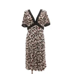 ソニア ソニアリキエル SONIA SONIA RYKIEL フレアワンピース 38 白 ホワイト 黒 ブラック Vネック 半袖 花柄 ひざ丈 /NU ■ECF004のサムネイル