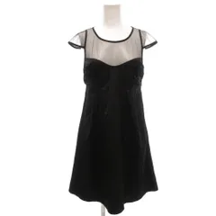 トップショップ TOPSHOP ワンピース ミディ丈 US 4 EUR 36 黒 ブラック シースルー 丸首 半袖 無地 /SC ■ECF003のサムネイル