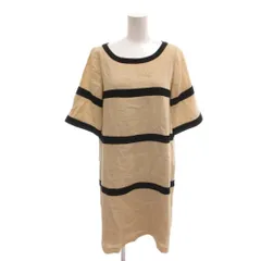 ヤンガニー  yangany ワンピース 麻 リネン 38 生成り 切替デザイン ラウンドネック 半袖 /MX ■ECF005のサムネイル
