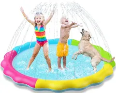 Jasonwell 噴水マット 噴水 ペット用 子供 家庭用プール 噴水池 親子 水遊び おもちゃ 170cm 男の子 女の子 夏対策 芝生遊び お庭プール こども 誕生日プレゼント パーティー 学園祭 お祭り(マルチカラー, M-170cm 3e71c325のサムネイル