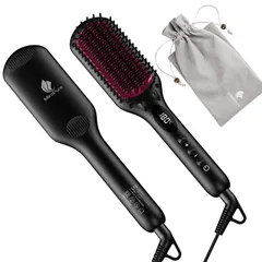 MiroPure ストレートブラシ 5列歯 ヘアアイロン ヒートブラシ マイナスイオン 16段階温度調節 MAX230℃ ツヤ感UP 温度記憶 急速加熱 1時間自動電源オフ 火傷防止 LEDデイスプレー 静電気防止 温度ロック機能 誤作動防止 e956a325のサムネイル