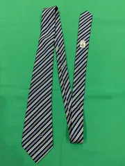 【美品】GUCCI グッチ ネクタイ シルク100% インターロッキングG GGロゴ ストライプ レジメンタル ネイビー グリーン イタリア製 ビジネスのサムネイル