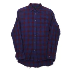 DIESEL カットオフ グランジ チェックシャツ M ネイビー パープル ユーズド加工のサムネイル