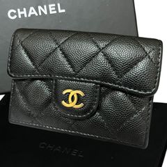 極美品◇CHANEL 三つ折り財布 マトラッセ キャビアスキン 黒 31番台