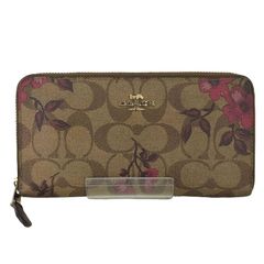 COACH 長財布 チェリー柄 ラウンドファスナーシグネクチャー