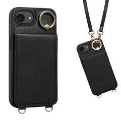 Shlybaay iPhone 17e 対応 ケース 背面 手帳型 iPhone 16e 対応 カードケース ショルダー ストラップ いPhone 17e/16e 用 手帳型ケース カード収納 PUレザー スタンド機能 アイフォン あいふぉん 17e/16eのサムネイル