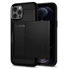 Spigen 【創業18年の技術力】 iPhone 12 Pro ケース iPhone 12 ケース カード 収納 耐衝撃 米軍MIL規格 衝撃吸収 スライド式カードケース MIL規格 ICカード ポケット パスケース スリム・アーマー CS ACS01707のサムネイル
