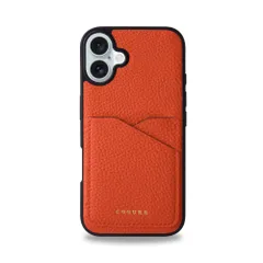 COGURE コグレ iPhone16Plus ケース 本革 シュリンクカーフレザー カード入れ シンプル おしゃれ ギフトボックス付き COPC2 オレンジのサムネイル