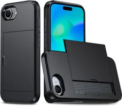 La Momo (ラ モモ) iPhoneとの互換性あり ケース 16e 17e 背面カード 収納 スライド式 カード収納 iPhoneケース アイフォン15 スマホカバー 耐衝撃 吸収 防塵 ICカード入れ 耐久性のサムネイル