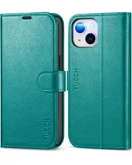 TUCCH iPhone 13 対応 ケース 手帳型 2021年発売 6.1 インチ シアン&テクスチャーのサムネイル