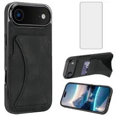 JSCOMYAP iPhone Air との互換性あり スマホケース + ?化 ガラス フィルム PUレザーカード収納横置きスタンド機能付き 携帯ケース 人気 衝撃吸収 スマホケース Case Cover いphone air あいふおんair アイフォンエアのサムネイル